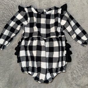 Ruffle Butts Monochrome Checkered Romper